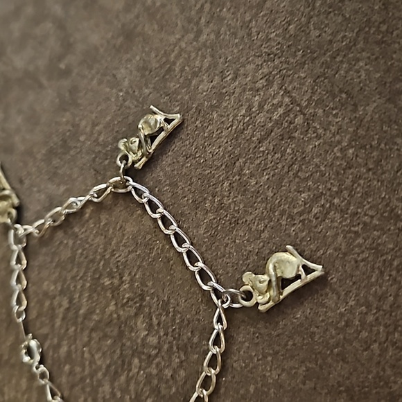 VTG Unique Dainty Pewter Koala Bear Charm Chain Tennis Bracelet - Picture 4 of 5